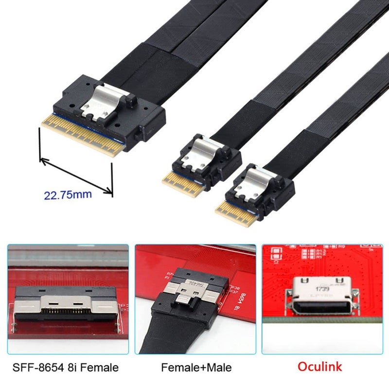 Chenyang CY SFF-8654 8i 74Pin Male to Dual SFF-8654 4i 38Pin Male PCI-E Ultraport Slimline SAS Slim 4.0 Cable 40cm PCI-Express - Image 3